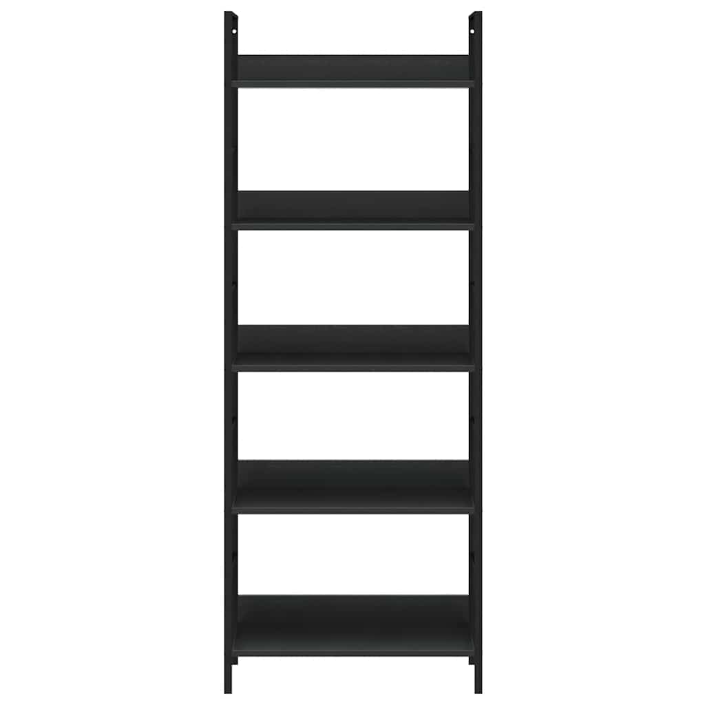 vidaXL Bücherregal 5 Regalböden Schwarz 60x27,6x158,5 cm Holzwerkstoff