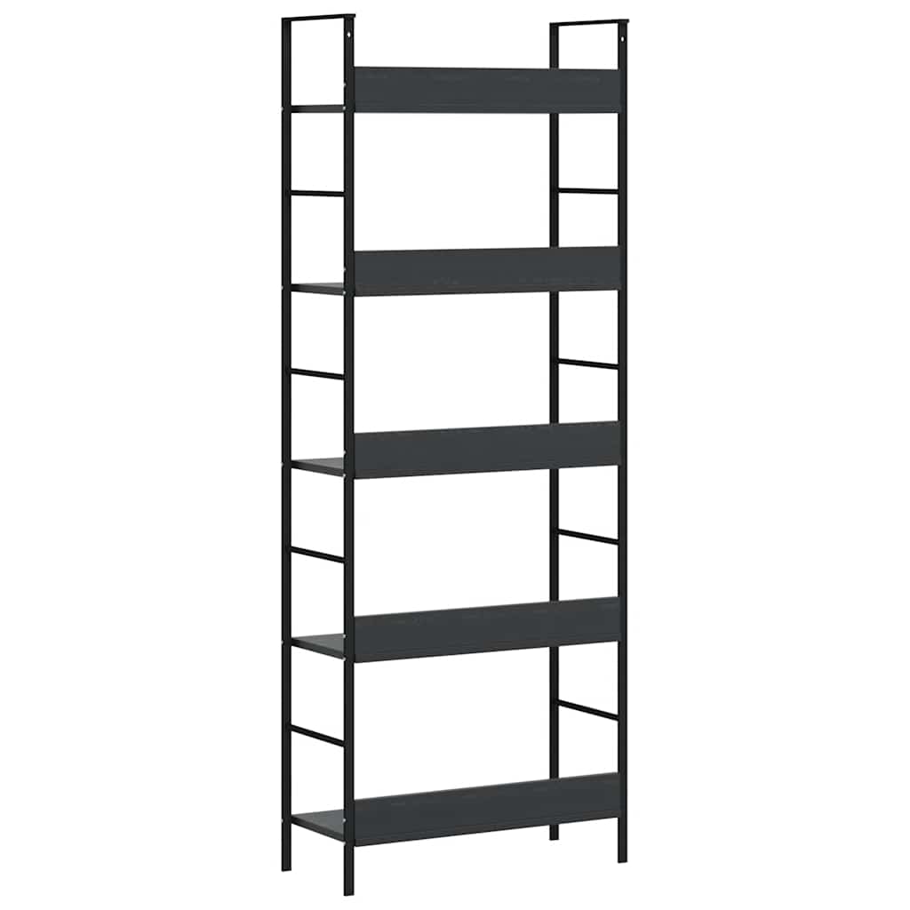 vidaXL Bücherregal 5 Regalböden Schwarz 60x27,6x158,5 cm Holzwerkstoff