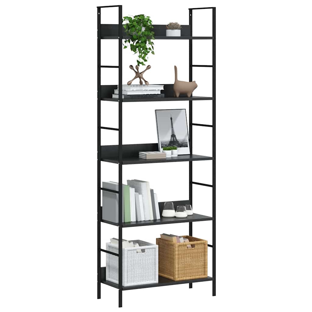 vidaXL Bücherregal 5 Regalböden Schwarz 60x27,6x158,5 cm Holzwerkstoff