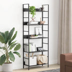 vidaXL Bücherregal 5 Regalböden Schwarz 60x27,6x158,5 cm Holzwerkstoff