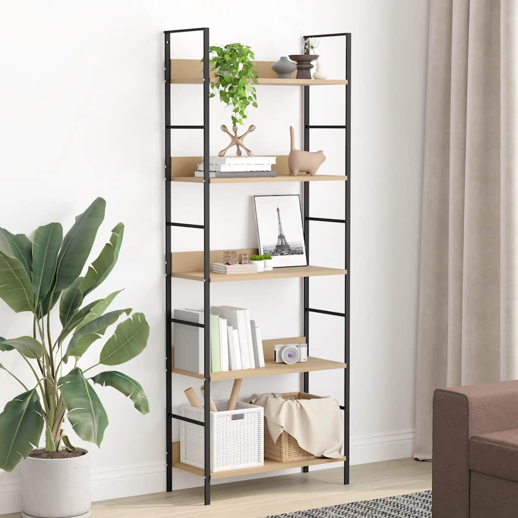 vidaXL Bücherregal 5 Regalböden Eiche 60x27,6x158,5 cm Holzwerkstoff