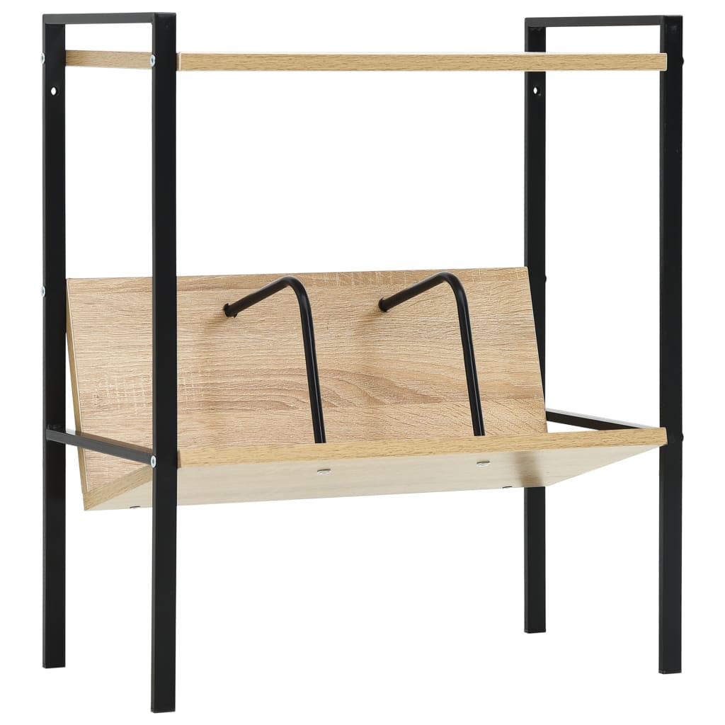 vidaXL Bücherregal 2 Regalböden Schwarz Eiche 52x28x59cm Holzwerkstoff
