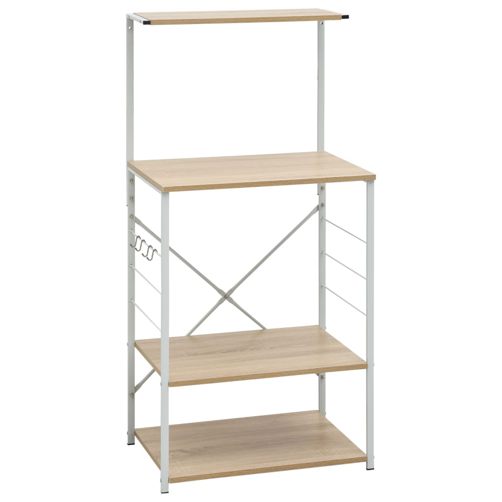 vidaXL Mikrowellenregal Weiß Eiche-Optik 60x39,6x123 cm Holzwerkstoff