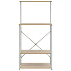 vidaXL Mikrowellenregal Weiß Eiche-Optik 60x39,6x123 cm Holzwerkstoff