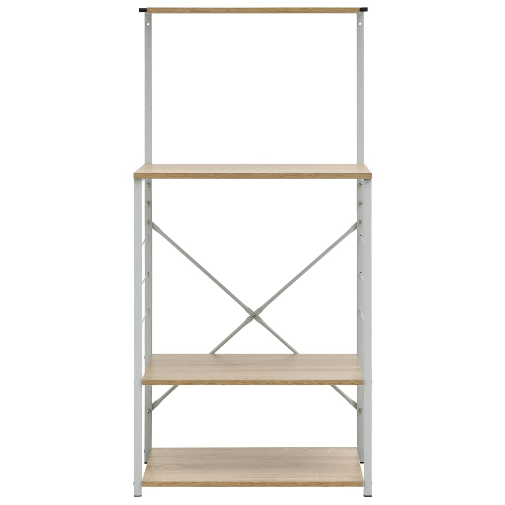 vidaXL Mikrowellenregal Weiß Eiche-Optik 60x39,6x123 cm Holzwerkstoff