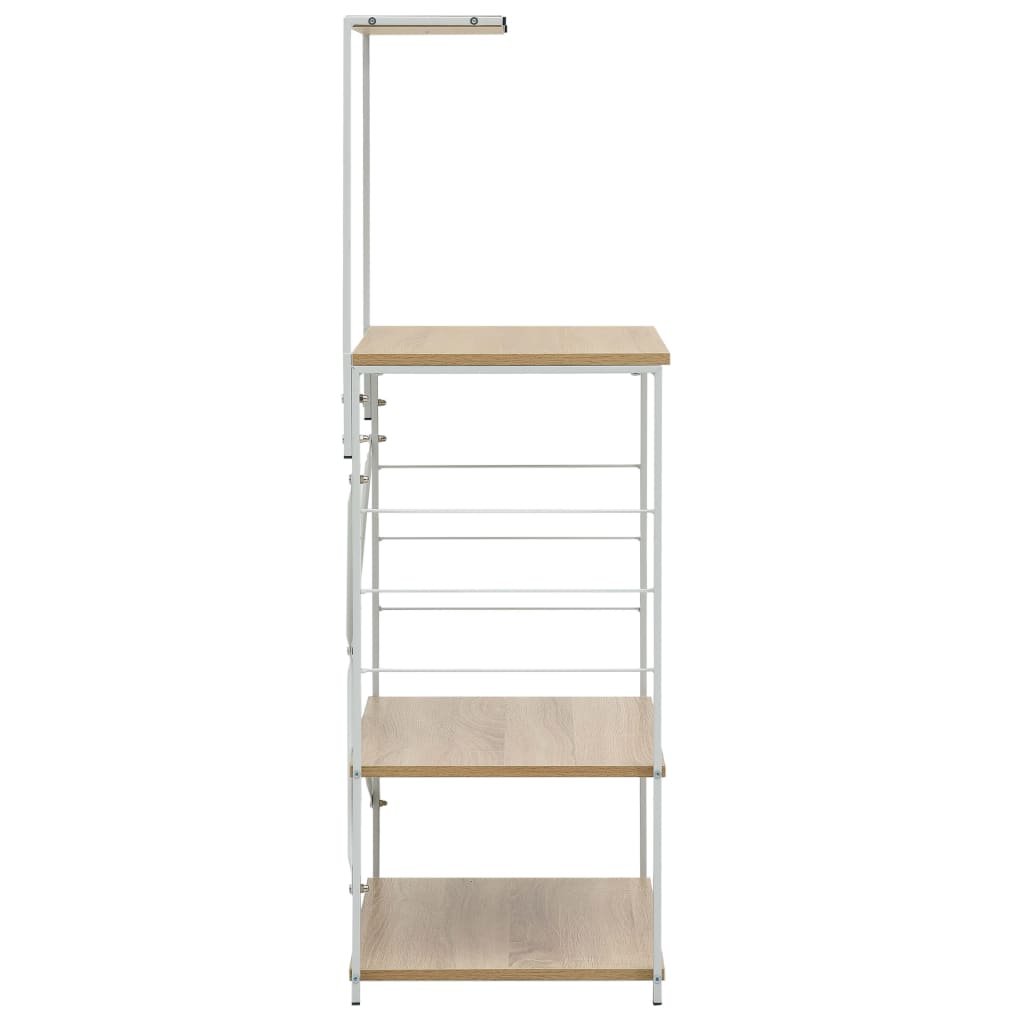 vidaXL Mikrowellenregal Weiß Eiche-Optik 60x39,6x123 cm Holzwerkstoff
