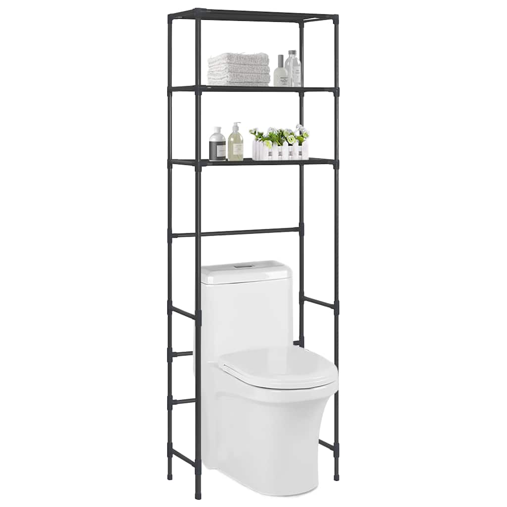 vidaXL Toilettenregal 3 Ablagen Schwarz