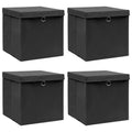 vidaXL Aufbewahrungsboxen mit Deckeln 4 Stk. Schwarz 32x32x32 cm Stoff