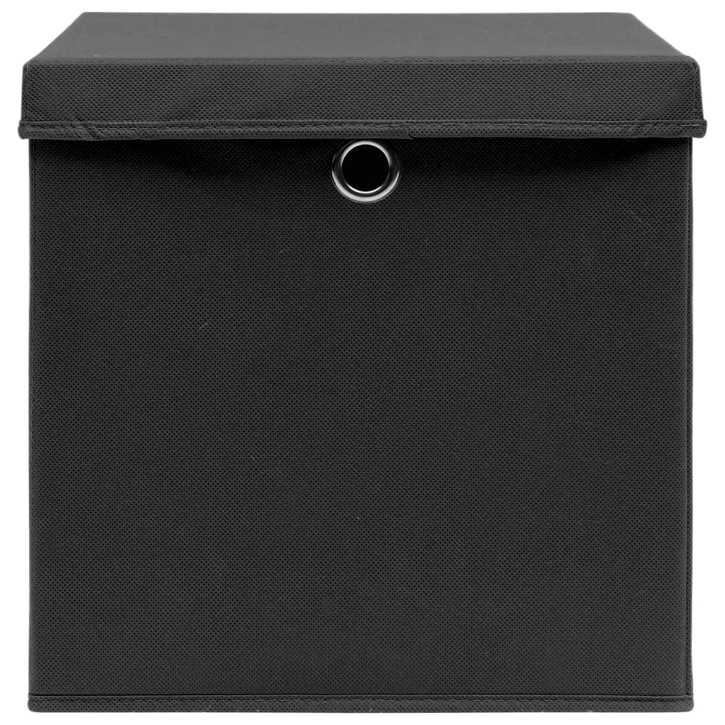 vidaXL Aufbewahrungsboxen mit Deckeln 10 Stk. Schwarz 32x32x32cm Stoff