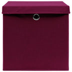 vidaXL Aufbewahrungsboxen mit Deckeln 4Stk. Dunkelrot 32x32x32cm Stoff