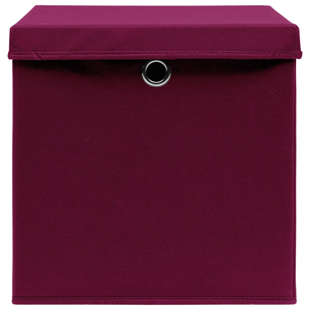vidaXL Aufbewahrungsboxen mit Deckeln 4Stk. Dunkelrot 32x32x32cm Stoff