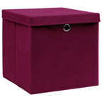 vidaXL Aufbewahrungsboxen mit Deckeln 10 Stk. Dunkelrot 32x32x32cm