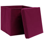 vidaXL Aufbewahrungsboxen mit Deckeln 10 Stk. Dunkelrot 32x32x32cm