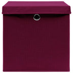 vidaXL Aufbewahrungsboxen mit Deckeln 10 Stk. Dunkelrot 32x32x32cm