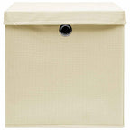vidaXL Aufbewahrungsboxen mit Deckel 10 Stk. Creme 32x32x32 cm Stoff