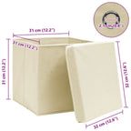 vidaXL Aufbewahrungsboxen mit Deckel 10 Stk. Creme 32x32x32 cm Stoff