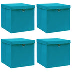vidaXL Aufbewahrungsboxen mit Deckeln 4 Stk. Babyblau 32x32x32cm Stoff