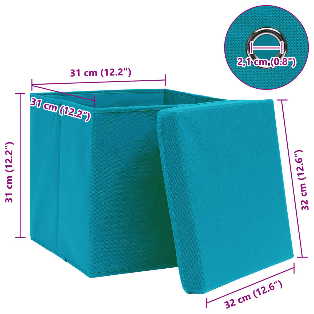 vidaXL Aufbewahrungsboxen mit Deckeln 4 Stk. Babyblau 32x32x32cm Stoff