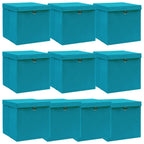 vidaXL Aufbewahrungsboxen mit Deckeln 10Stk. Babyblau 32x32x32cm Stoff