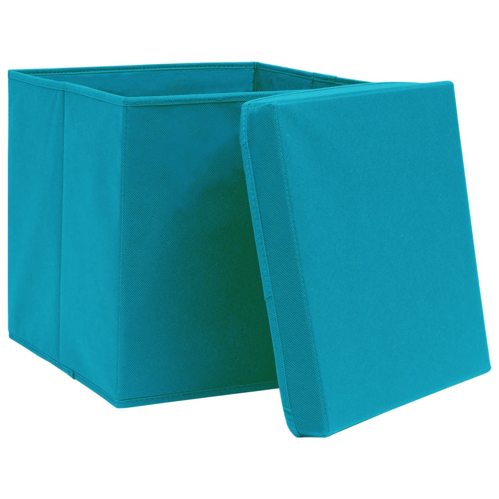 vidaXL Aufbewahrungsboxen mit Deckeln 10Stk. Babyblau 32x32x32cm Stoff