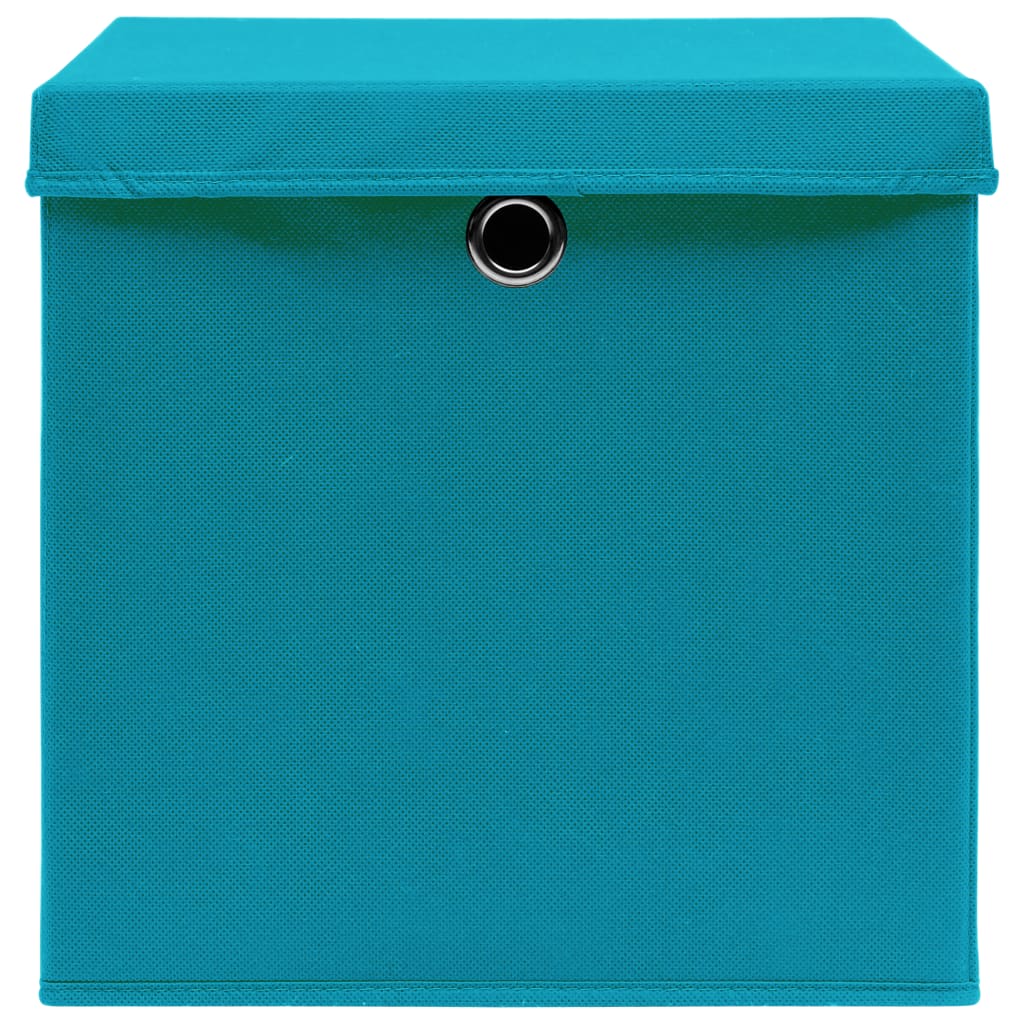 vidaXL Aufbewahrungsboxen mit Deckeln 10Stk. Babyblau 32x32x32cm Stoff