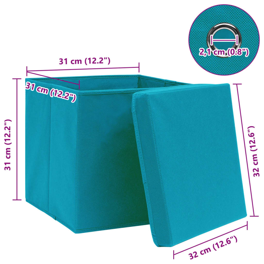 vidaXL Aufbewahrungsboxen mit Deckeln 10Stk. Babyblau 32x32x32cm Stoff