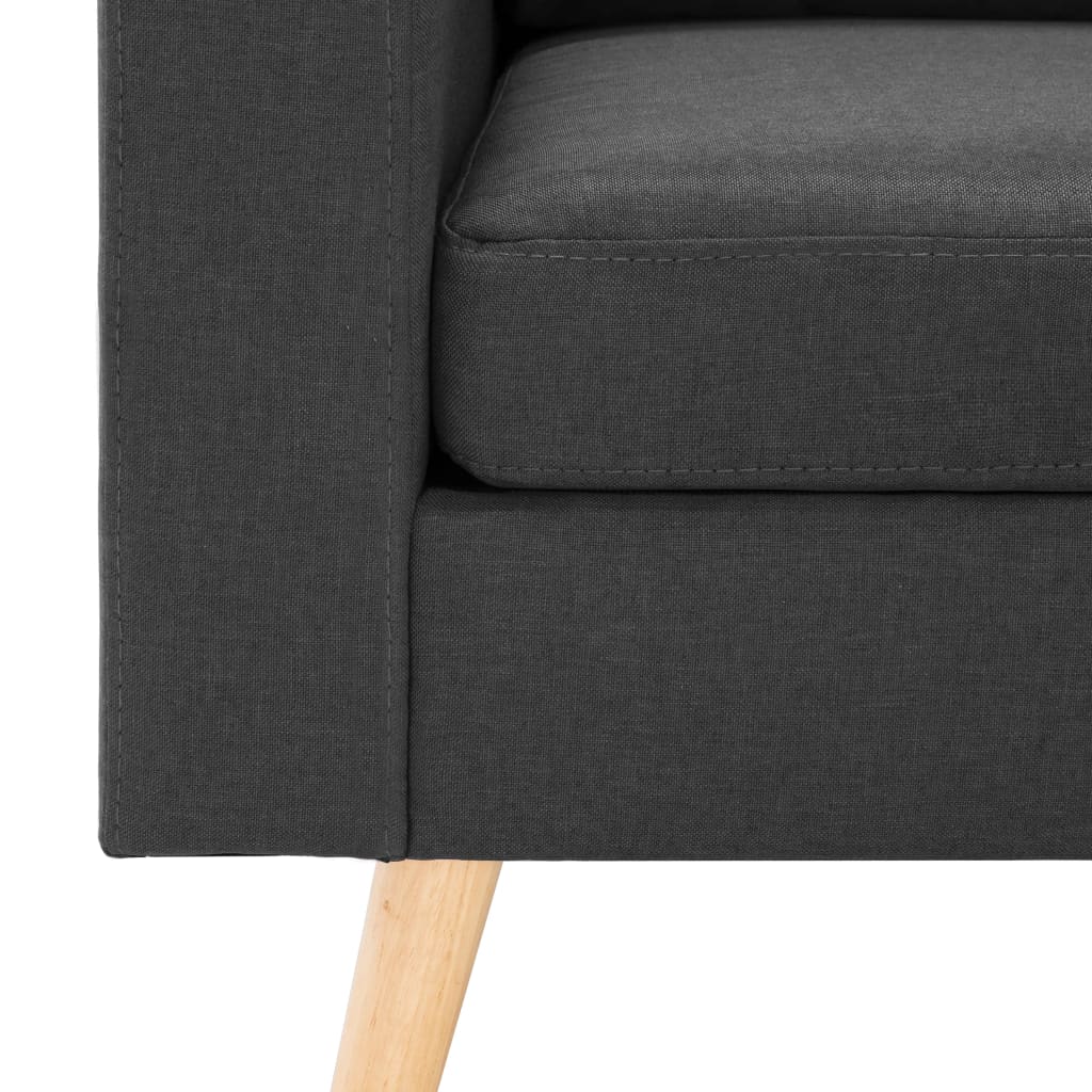vidaXL 3-Sitzer-Sofa mit Hocker Dunkelgrau Stoff