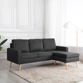 vidaXL 3-Sitzer-Sofa mit Hocker Dunkelgrau Stoff