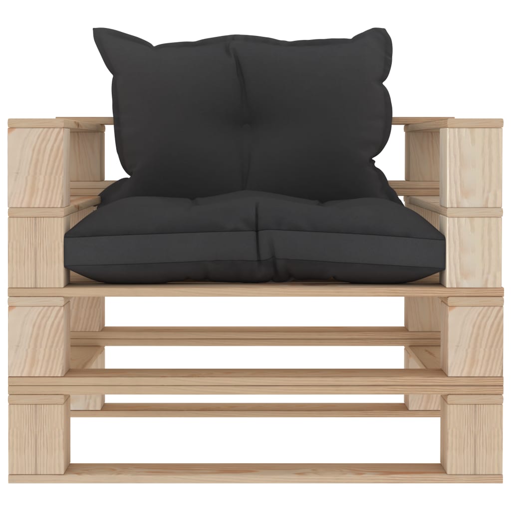 vidaXL Garten-Palettensofa mit Kissen in Schwarz Holz