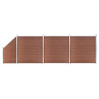 vidaXL WPC Zaun-Set 3 Quadrate + 1 Schräge 619x186 cm Braun