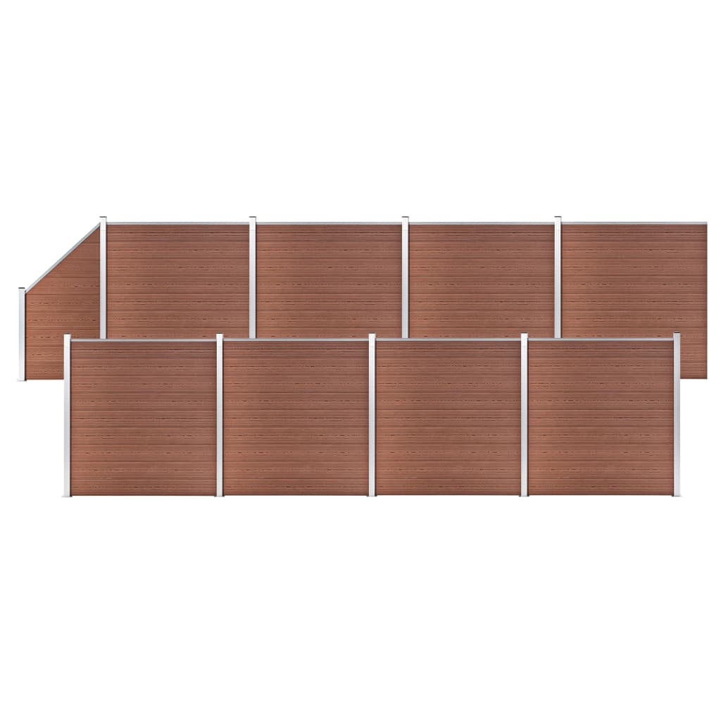 vidaXL WPC Zaun-Set 8 Quadrate + 1 Schräge 1484x186 cm Braun