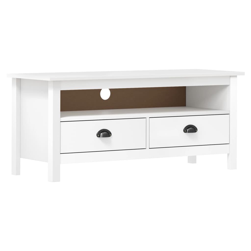 vidaXL TV-Schrank Hill Weiß 110x40x47 cm Massivholz Kiefer