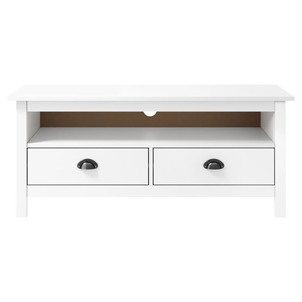 vidaXL TV-Schrank Hill Weiß 110x40x47 cm Massivholz Kiefer