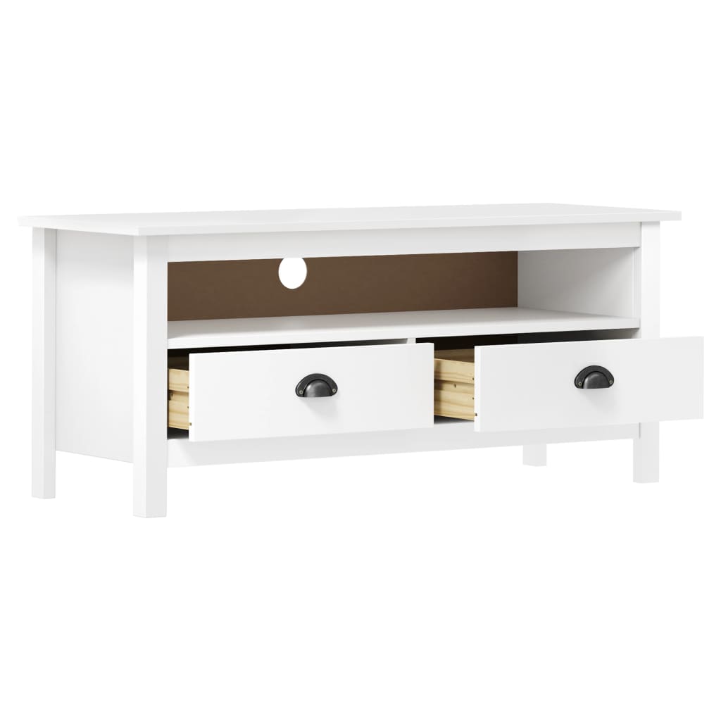 vidaXL TV-Schrank Hill Weiß 110x40x47 cm Massivholz Kiefer