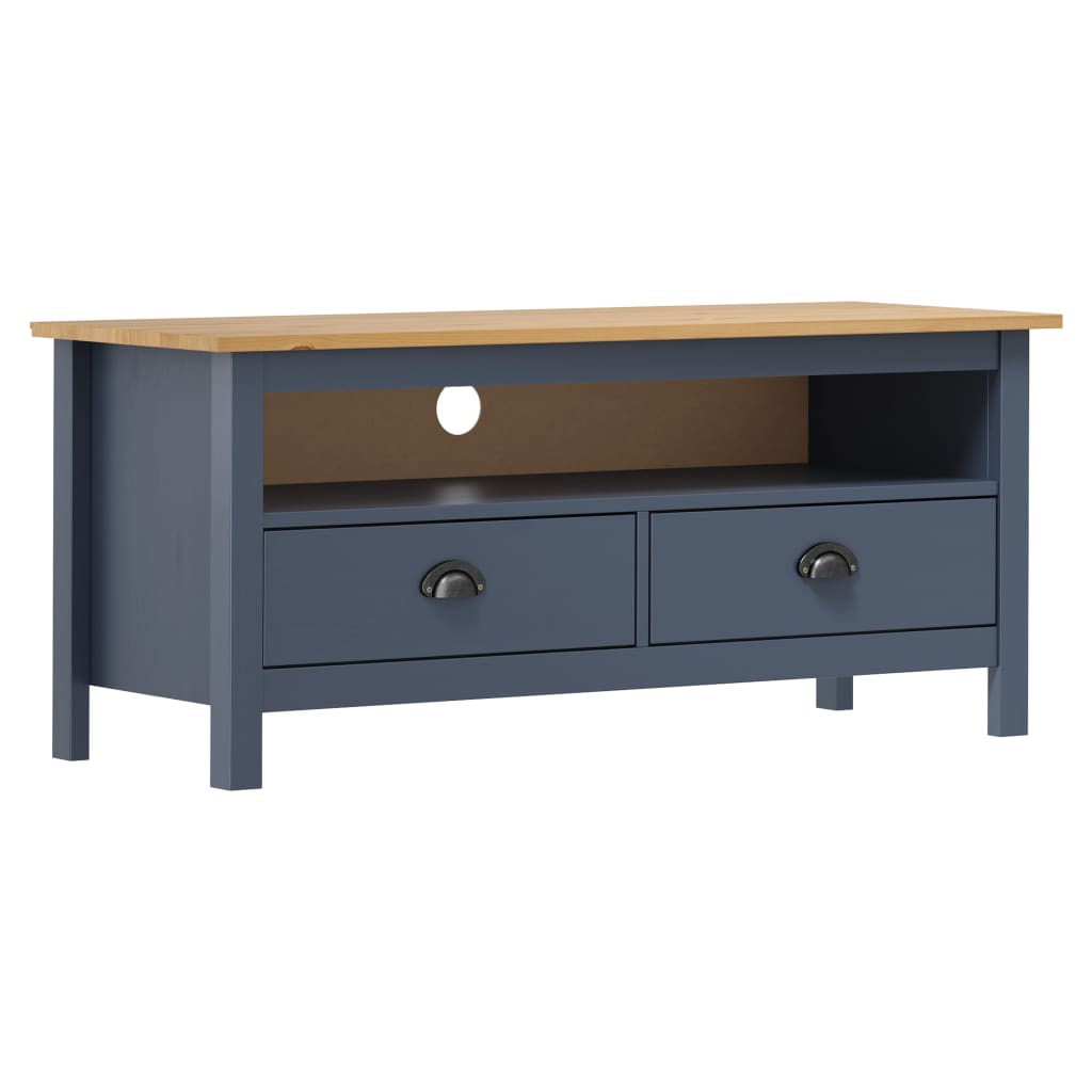 vidaXL TV-Schrank Hill Grau 110x40x47 cm Kiefer Massivholz