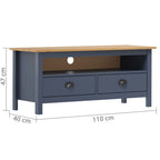 vidaXL TV-Schrank Hill Grau 110x40x47 cm Kiefer Massivholz