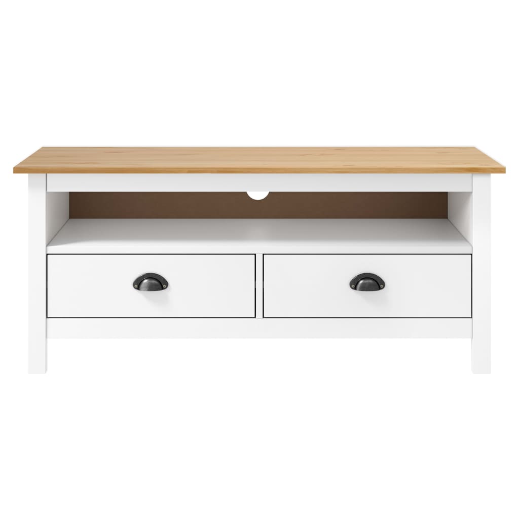 vidaXL TV-Schrank Hill Weiß 110x40x47 cm Massivholz Kiefer