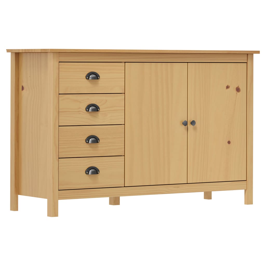 vidaXL Sideboard Hill Honigbraun 130x40x80 cm Massivholz Kiefer