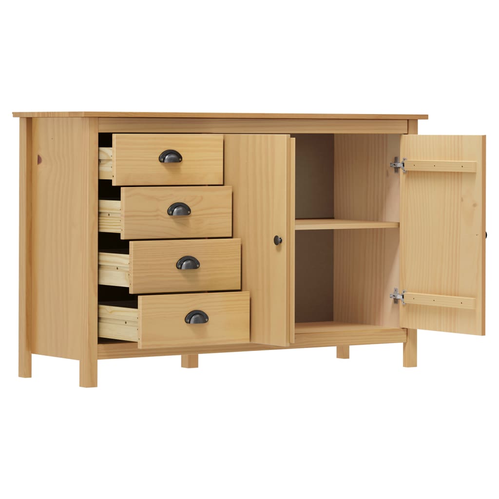 vidaXL Sideboard Hill Honigbraun 130x40x80 cm Massivholz Kiefer