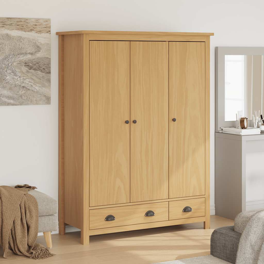 vidaXL Kleiderschrank mit 3 Türen Hill 127x50x170cm Massivholz Kiefer