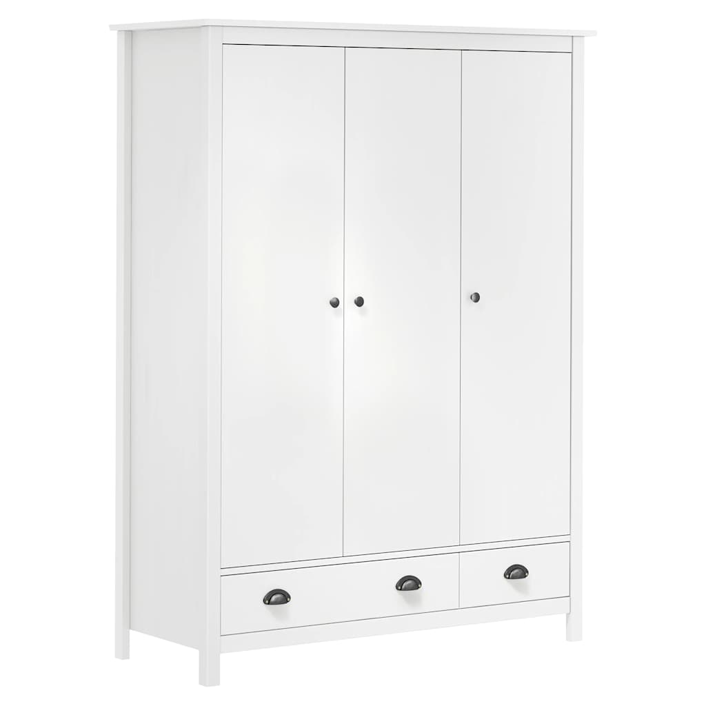 vidaXL Kleiderschrank mit 3 Türen Hill Weiß 127x50x170 cm Kiefernholz