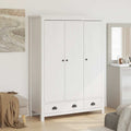 vidaXL Kleiderschrank mit 3 Türen Hill Weiß 127x50x170 cm Kiefernholz