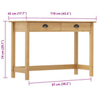 vidaXL Konsolentisch Hill mit 2 Schubladen 110×45×74 cm Kiefernholz
