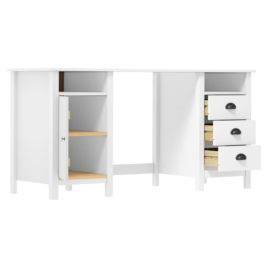 vidaXL Schreibtisch Hill Weiß 150x50x74 cm Massivholz Kiefer