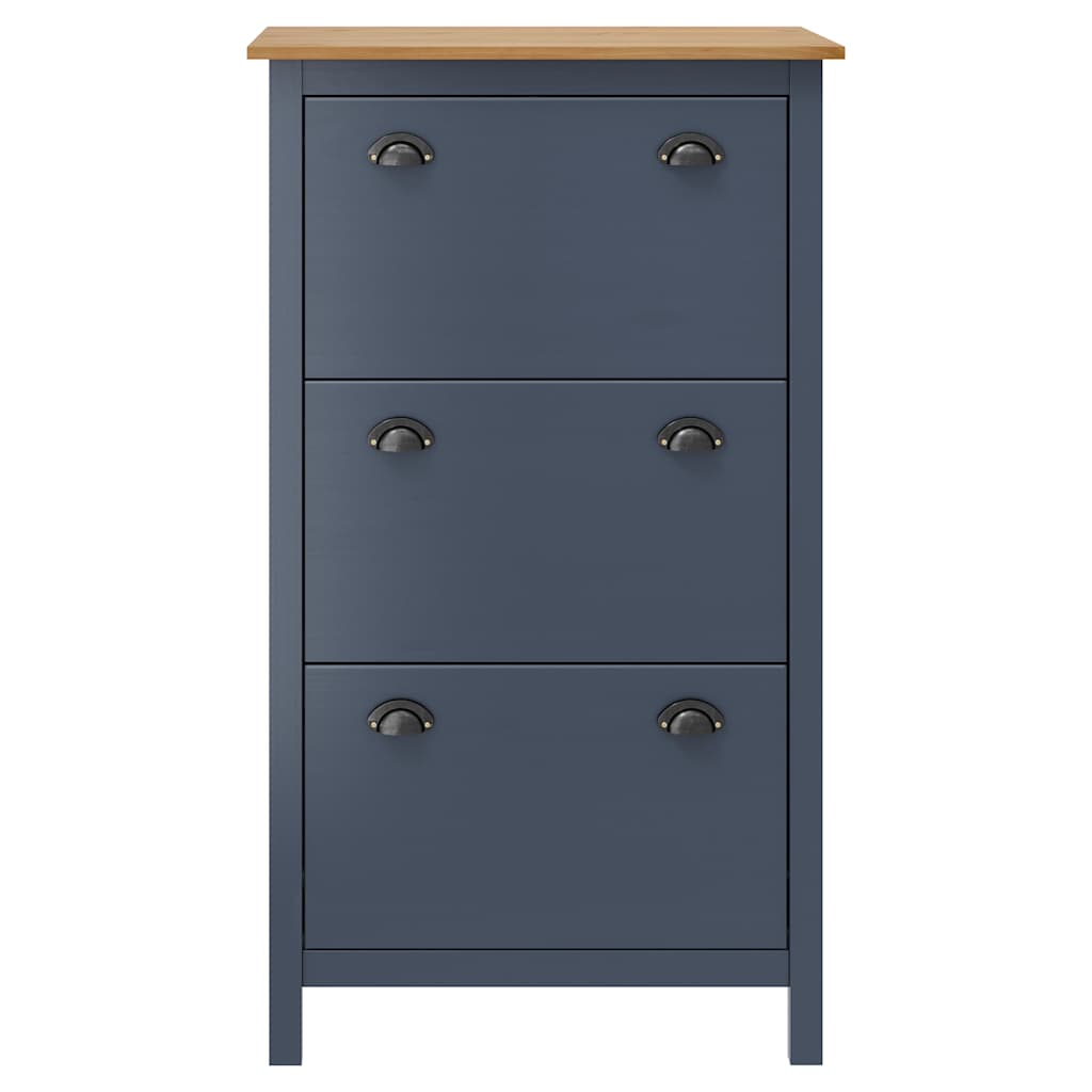 vidaXL Schuhschrank Hill Grau 72x35x124 cm Massivholz Kiefer