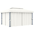 vidaXL Pavillon mit Vorhang Cremeweiß Aluminium