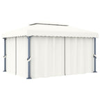 vidaXL Pavillon mit Vorhang Cremeweiß Aluminium