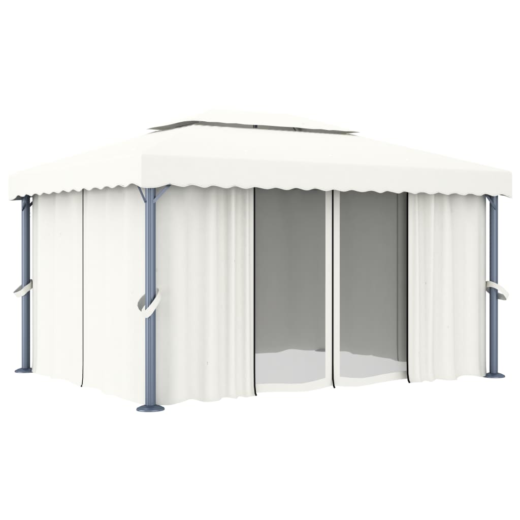 vidaXL Pavillon mit Vorhang Cremeweiß Aluminium