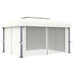 vidaXL Pavillon mit Vorhang Cremeweiß Aluminium