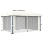 vidaXL Pavillon mit Vorhang Cremeweiß Aluminium
